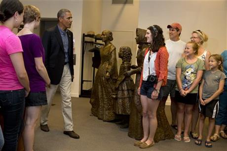 OBAMA VISITS ‘WOMEN’S RIGHTS’ PARK DURING BUS TOUR