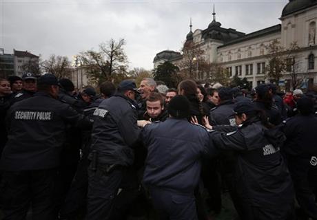 Bulgarian police, protesters clash near parliament