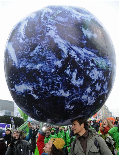 Activists march in Warsaw against climate change