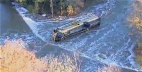 Children rescued after bus topples into Kan. creek