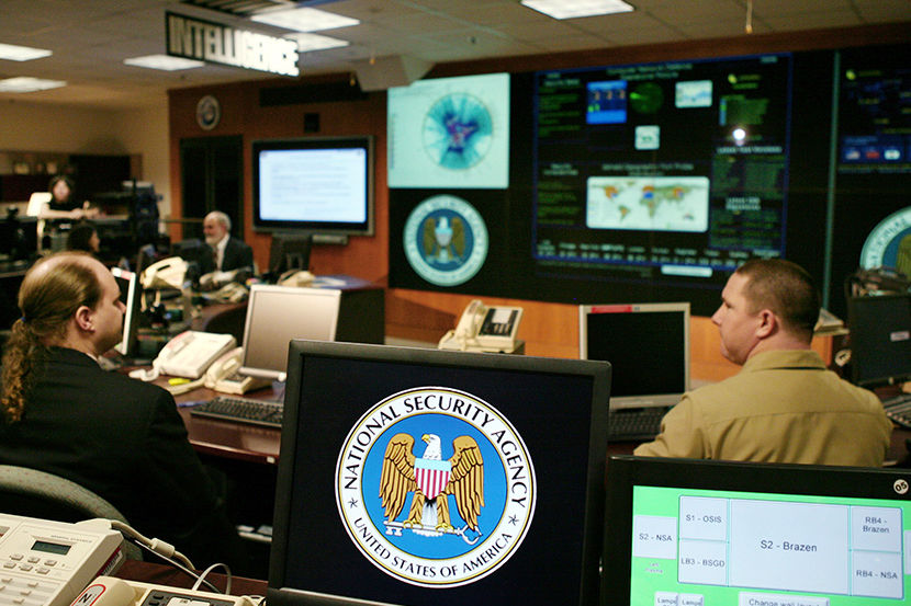 The National Security Agency (NSA) logo is shown on a computer screen inside the Threat Operations Center at the NSA in Fort Meade, Maryland, January 25, 2006. U.S. President George W. Bush visited the ultra-secret National Security Agency on Wednesday to underscore the importance of his controversial order authorizing domestic surveillance without warrants. REUTERS/Jason Reed - RTR18ZA2