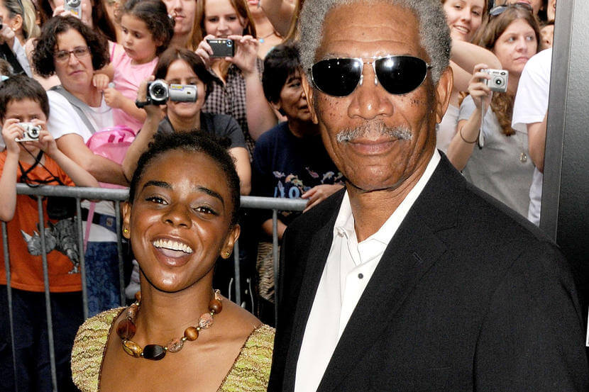 NEW YORK - JULY 14:  Actor Morgan Freeman (R) and granddaughter Edina arrive at "The Dark Knight" premiere at the AMC Loews Lincoln Square theater on July 14, 2008 in New York City.  (Photo by Gregg DeGuire/WireImage)