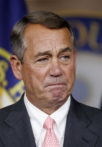House Speaker John Boehner of Ohio listens to a question during a news conference on Capitol Hill  in Washington, Friday, Sept. 25, 2015. In a stunning move, Boehner informed fellow Republicans on Friday that he would resign from Congress at the end of October, stepping aside in the face of hardline conservative opposition that threatened an institutional crisis. (AP Photo/Steve Helber)