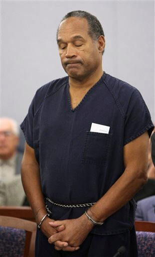 FILE - In this Dec. 5, 2008, file photo, O.J. Simpson appears during his sentencing hearing at the Clark County Regional Justice Center in Las Vegas. Simpson has lost his latest appeal of his 2008 kidnapping and armed robbery conviction in Las Vegas. A three-member Nevada Supreme Court panel ruled Thursday, Sept. 10, 2015, there's no reason to grant him a new trial. (AP Photo/Isaac Brekken, Pool, File, Pool)