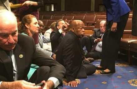 Rebellious Democrats disrupt House, stage protest