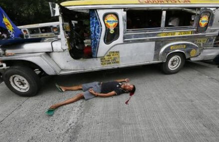 Philippine police van rams protesters in front of US Embassy